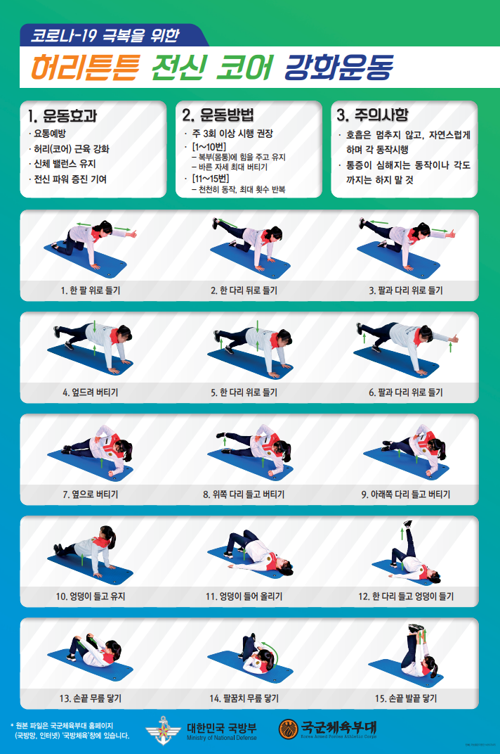 코로나-19 극복을 위한 허리튼튼 전신 코어 강화운동 사진